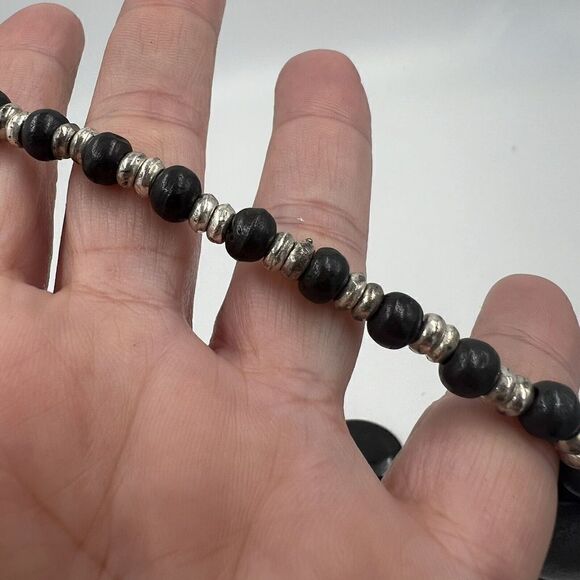 Vintage Bone Bead Necklace Large Statement Necklace Oval Flat Beads Tribal Boho - Picture 5 of 7